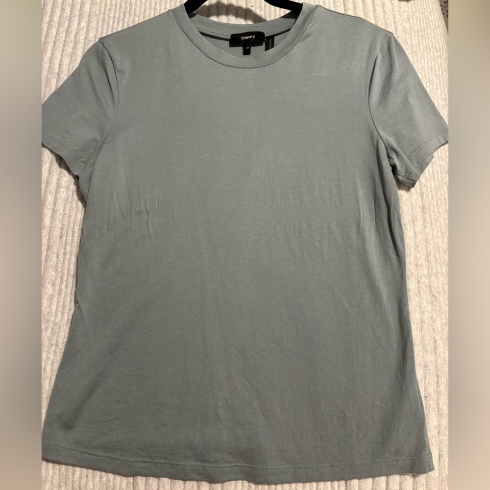 Theory Tiny Apex Organic Pima Cotton Slate Gray Short Sleeve Tee